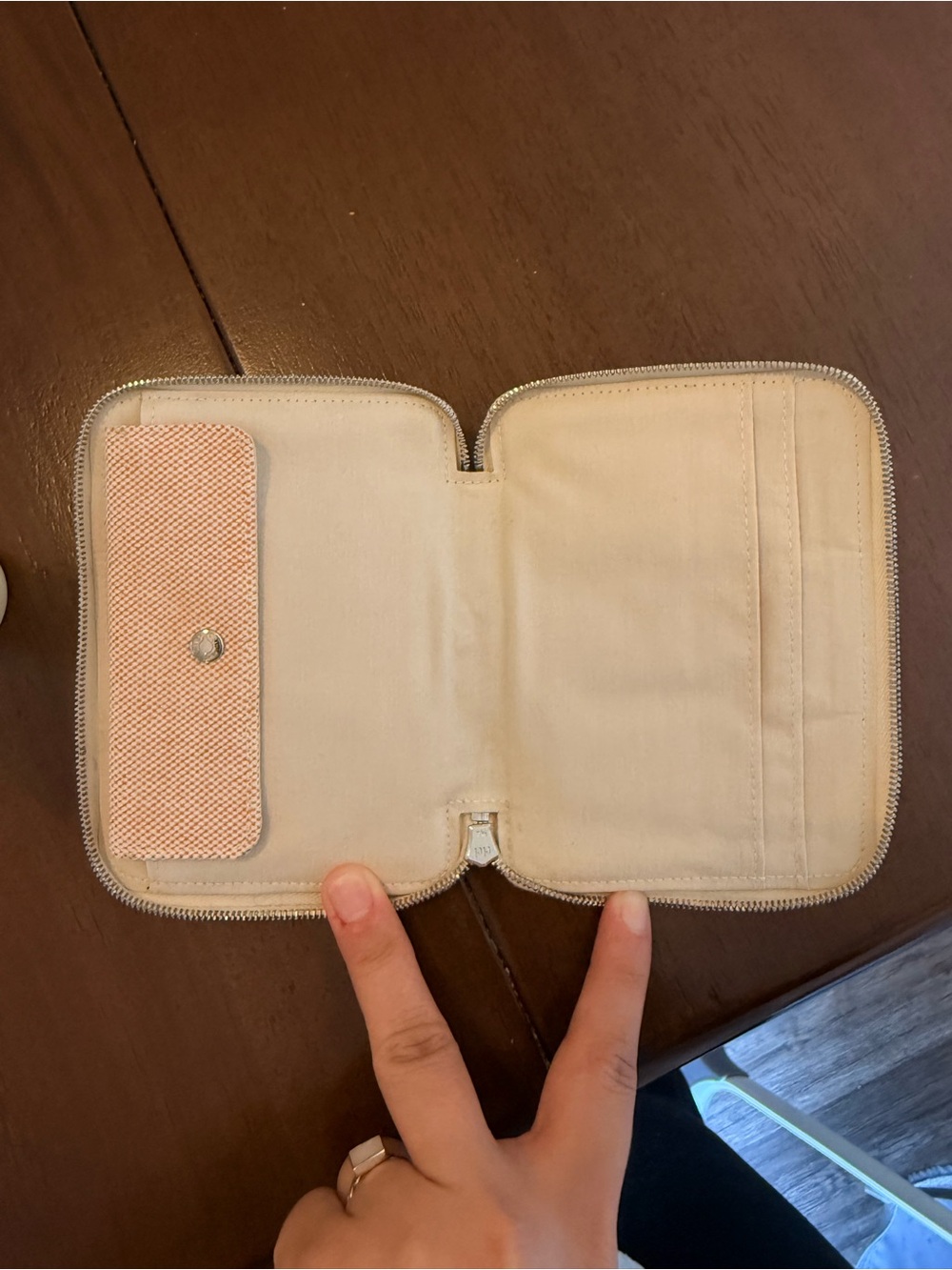 Hermès Tan Pink & Brown Her Line Zip Wallet - Picture 3 of 5